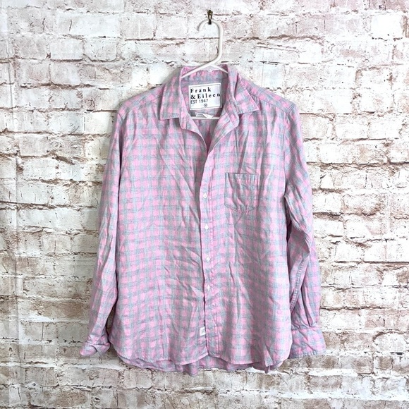 Frank & Eileen Tops - Frank & Eileen Eileen Relaxed Button Up Shirt in Pink Gray Plaid Size Medium